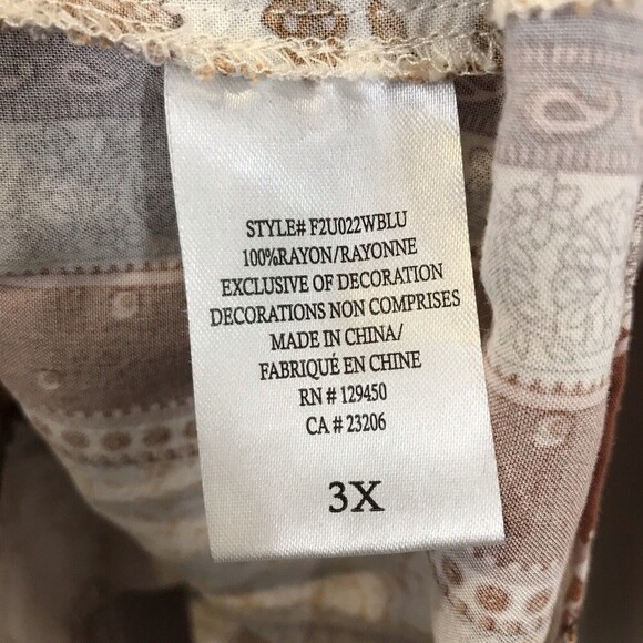 Como Blu Womens Floral Striped Top Size 3X Boho Pullover V Neck 3/4 Sleeve Light - Picture 8 of 9